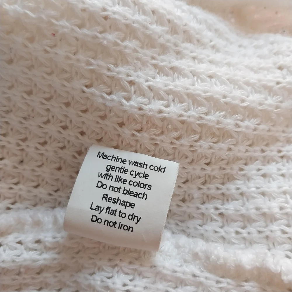 Vintage Notations Womens Size 3X Crochet Knit White Crop Open Cottage Cardigan - Picture 10 of 11